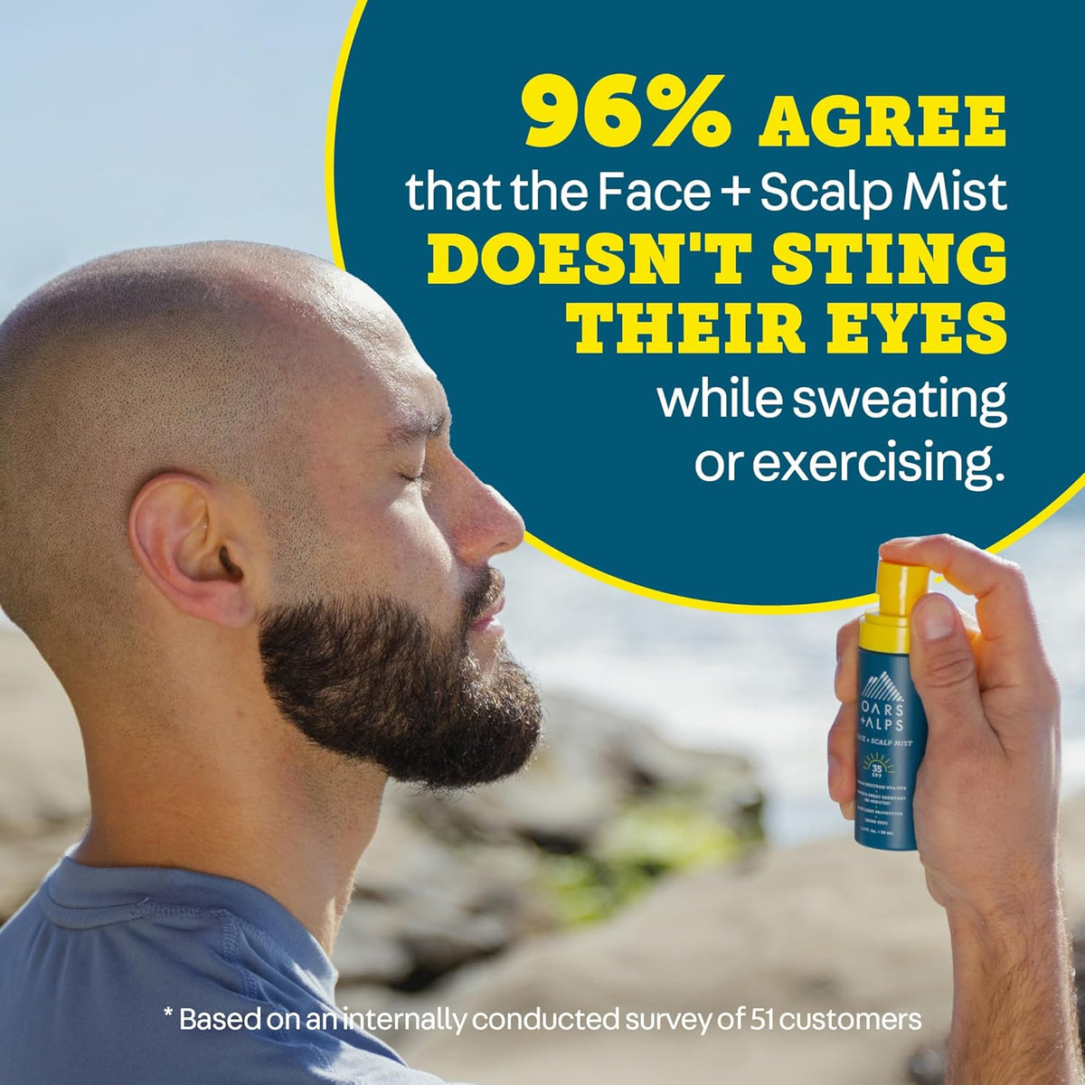 Oars + Alps Face & Scalp Sunscreen Spray Mist, SPF 35 Facial & Hair Sunscreen, Protects from Blue
