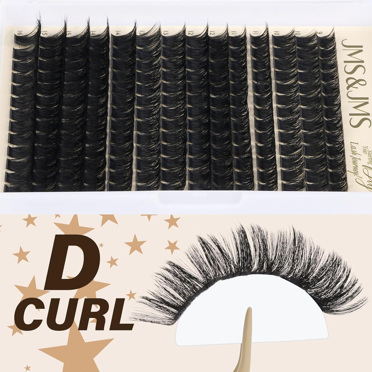 JMS&JMS 182Pcs Lash Clusters Eyelash Clusters 200D D Curl 9-16MIX Clusters Lashes Thick Super Soft