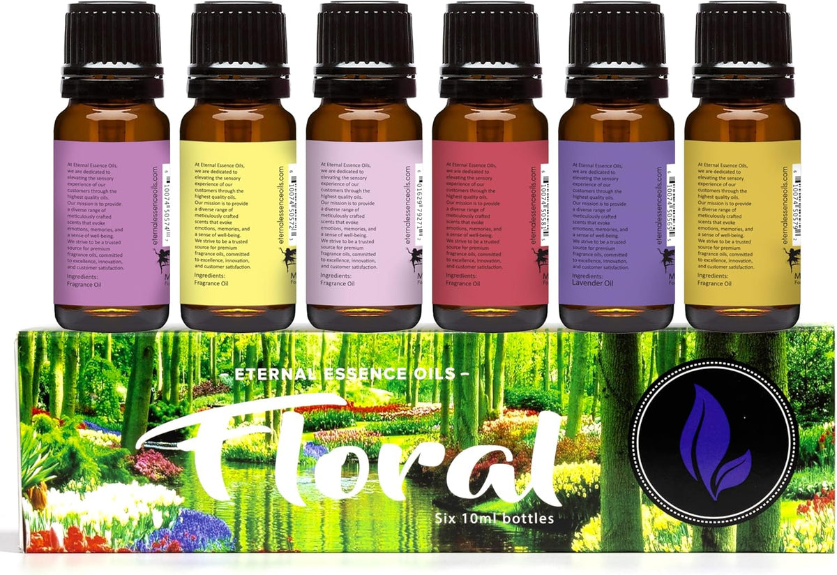 Eternal Essence Oils Floral Set of 6 Premium Fragrance Oils - Lavender, Lilac Lillies, Jasmine