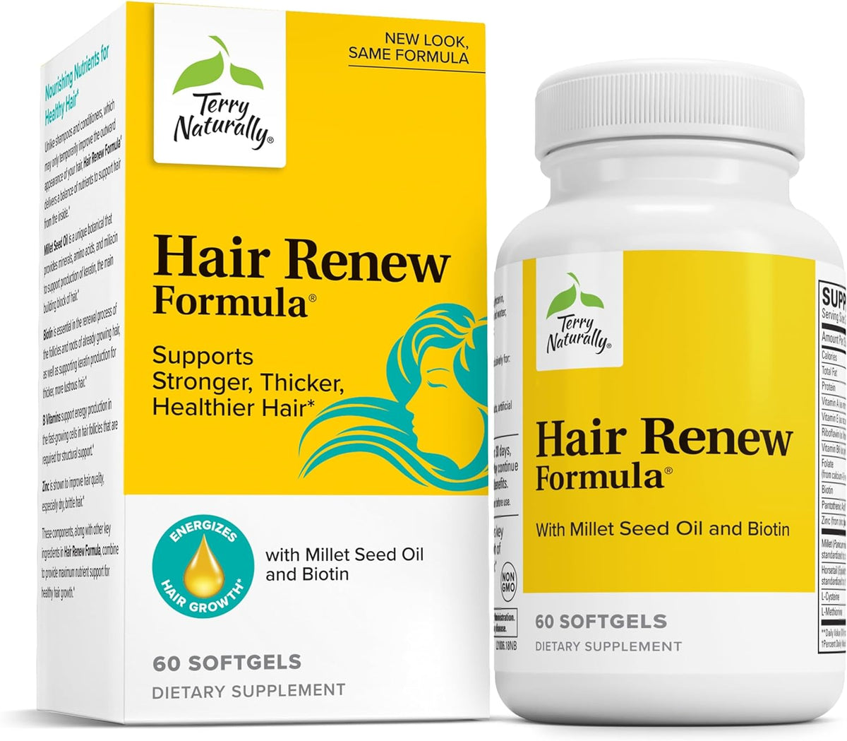 Terry Naturally Hair Renew Formula - Healthy Hair Growth Supplement with Biotin B Vitamins & Zinc