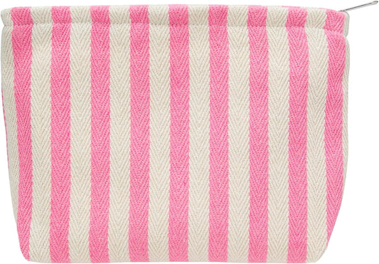 Makeup Bag Large Cotton Zipper Pouch for Purse Travel Canvas Make Up Organizer for Women