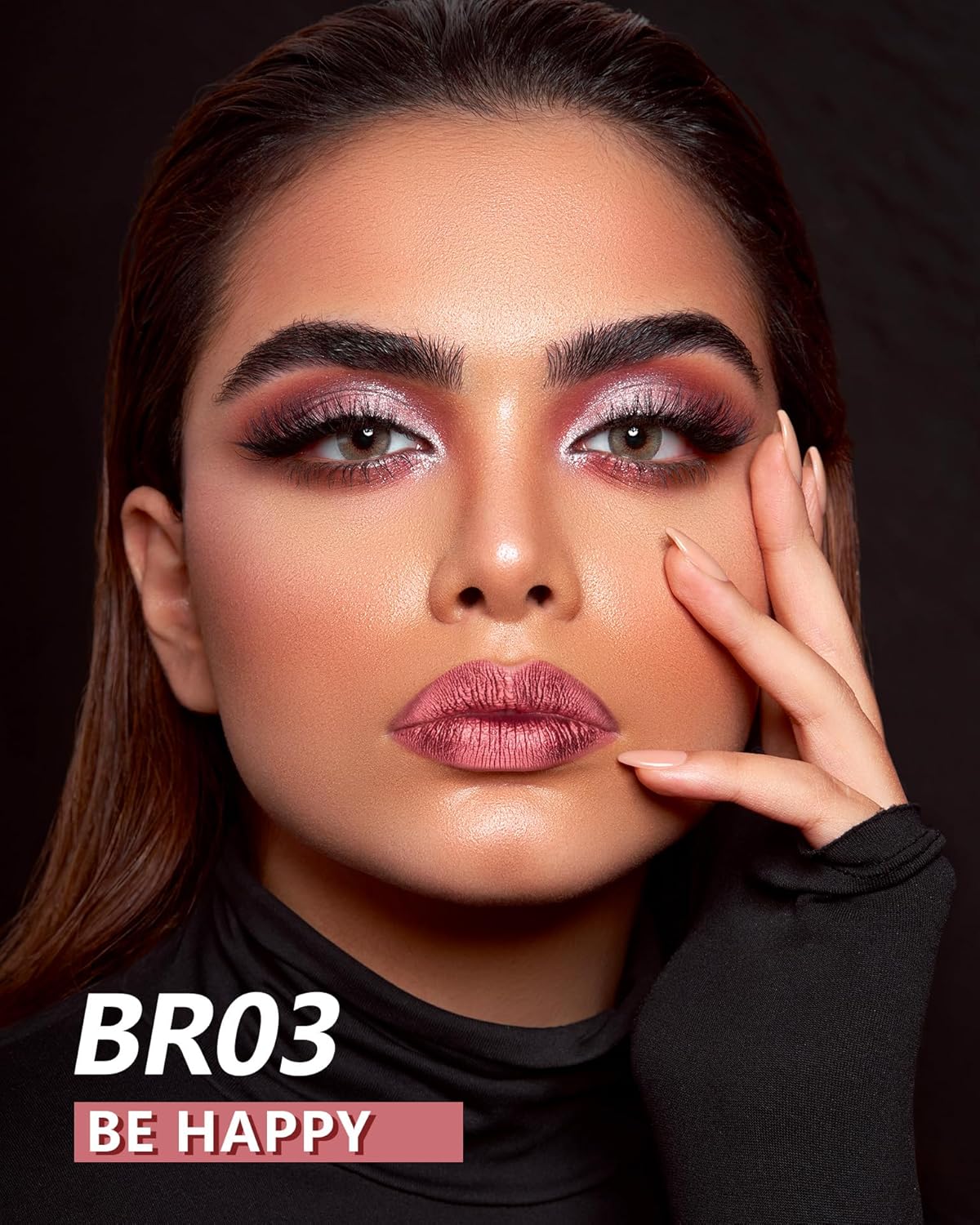 MAKI YIKA 3Pc Metallic Lipstick Long Lasting, Hot Pink Red Brown Glitter Lipsticks, High Shine