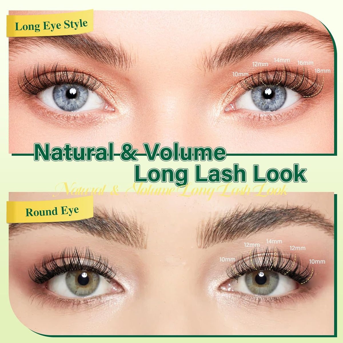 KEYYOULASH Lash Clusters Manga Lash Extension D Curl 144pcs 8-18mm Wispy Eyelash Clusters Natural