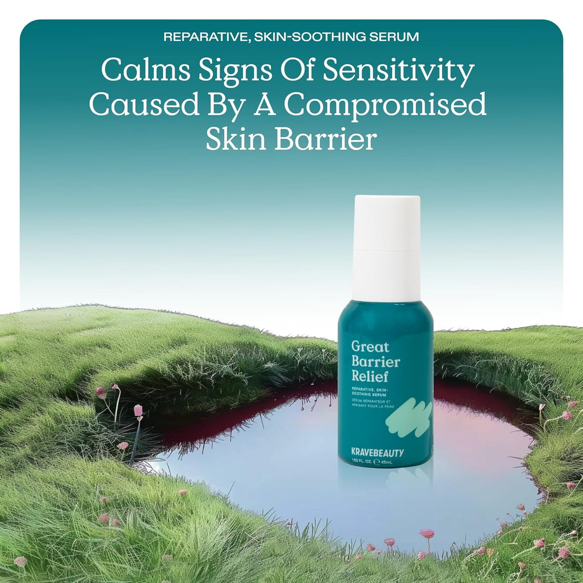 KraveBeauty New Great Barrier Relief, Soothing Skin Barrier Repair Serum, Contains Tamanu Oil to