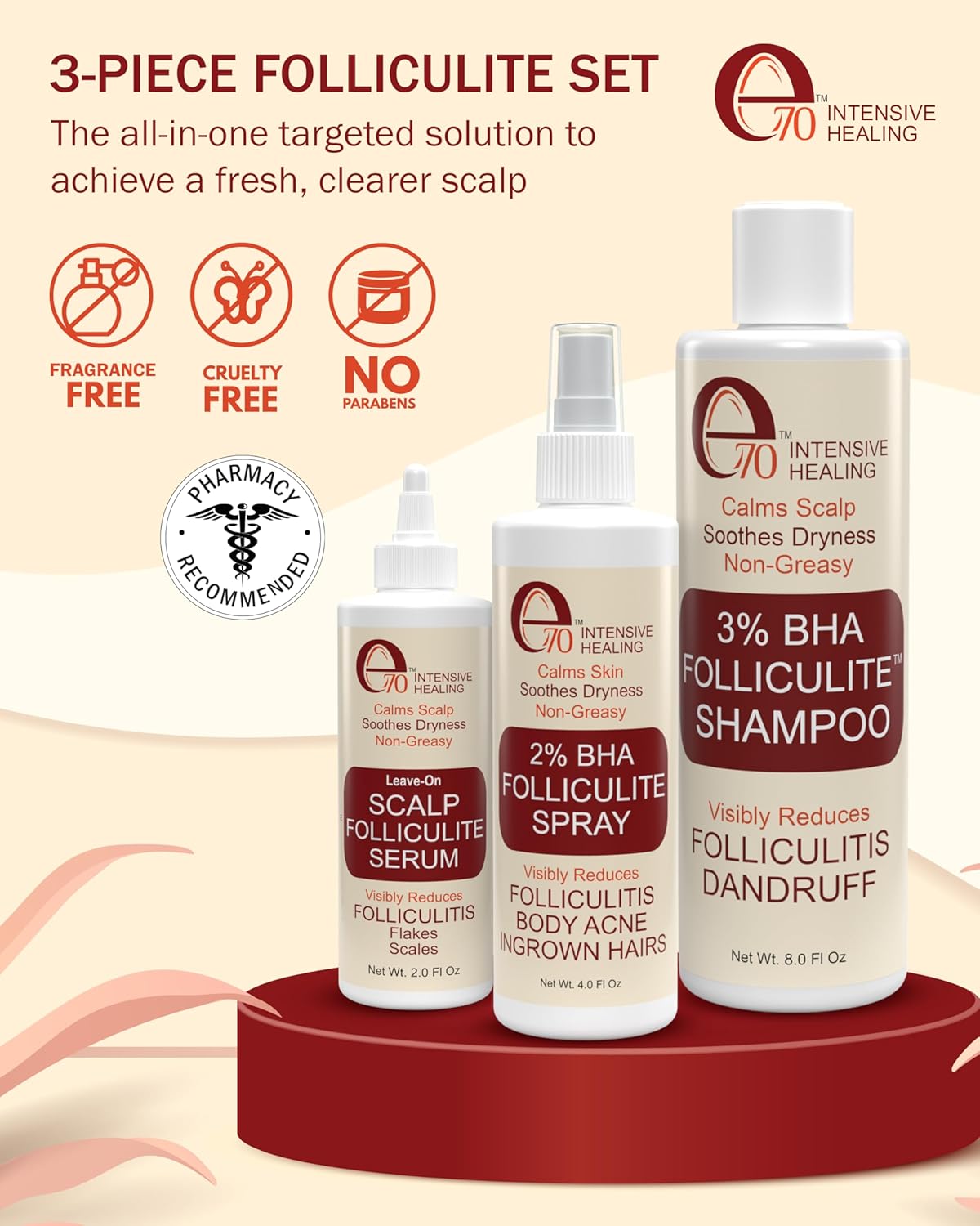 Folliculitis Treatment Leave-On Dry Scalp Serum - 3% BHA, Salicylic Acid, Tea Tree Oil & Peppermint