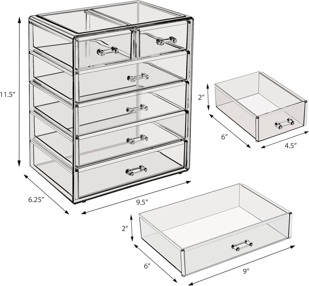 Sorbus Acrylic Makeup Organizer - Organization and Storage Case for Cosmetics Make Up & Jewelry