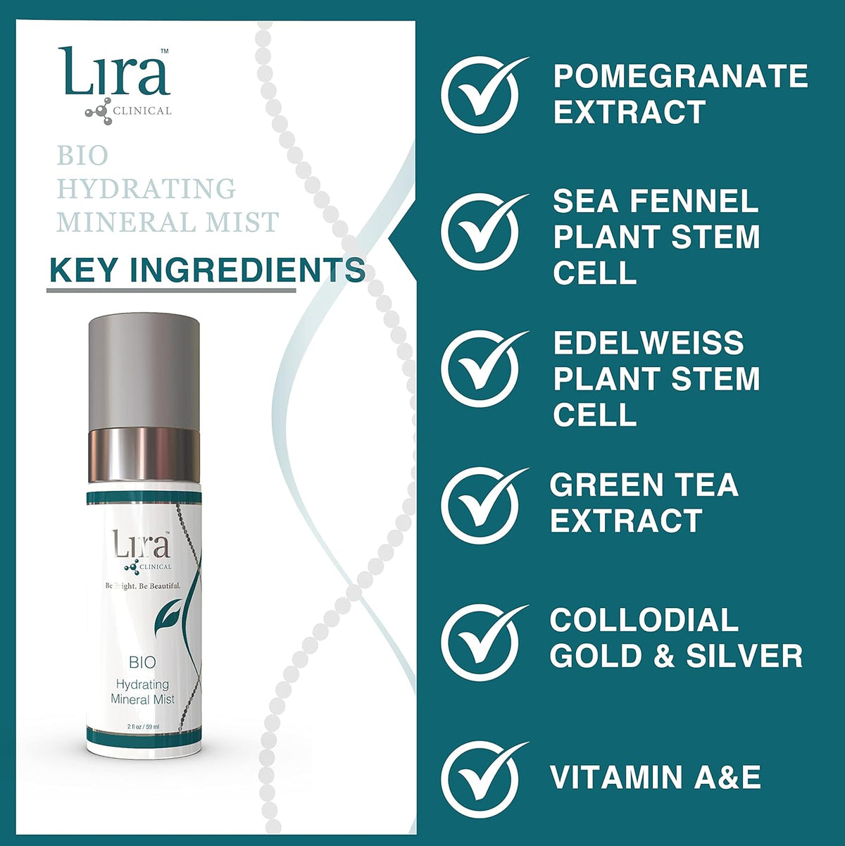 Lira Clinical BIO Hydrating Mineral Mist - Face Mist Hydrating Spray with Plant Stem Cells