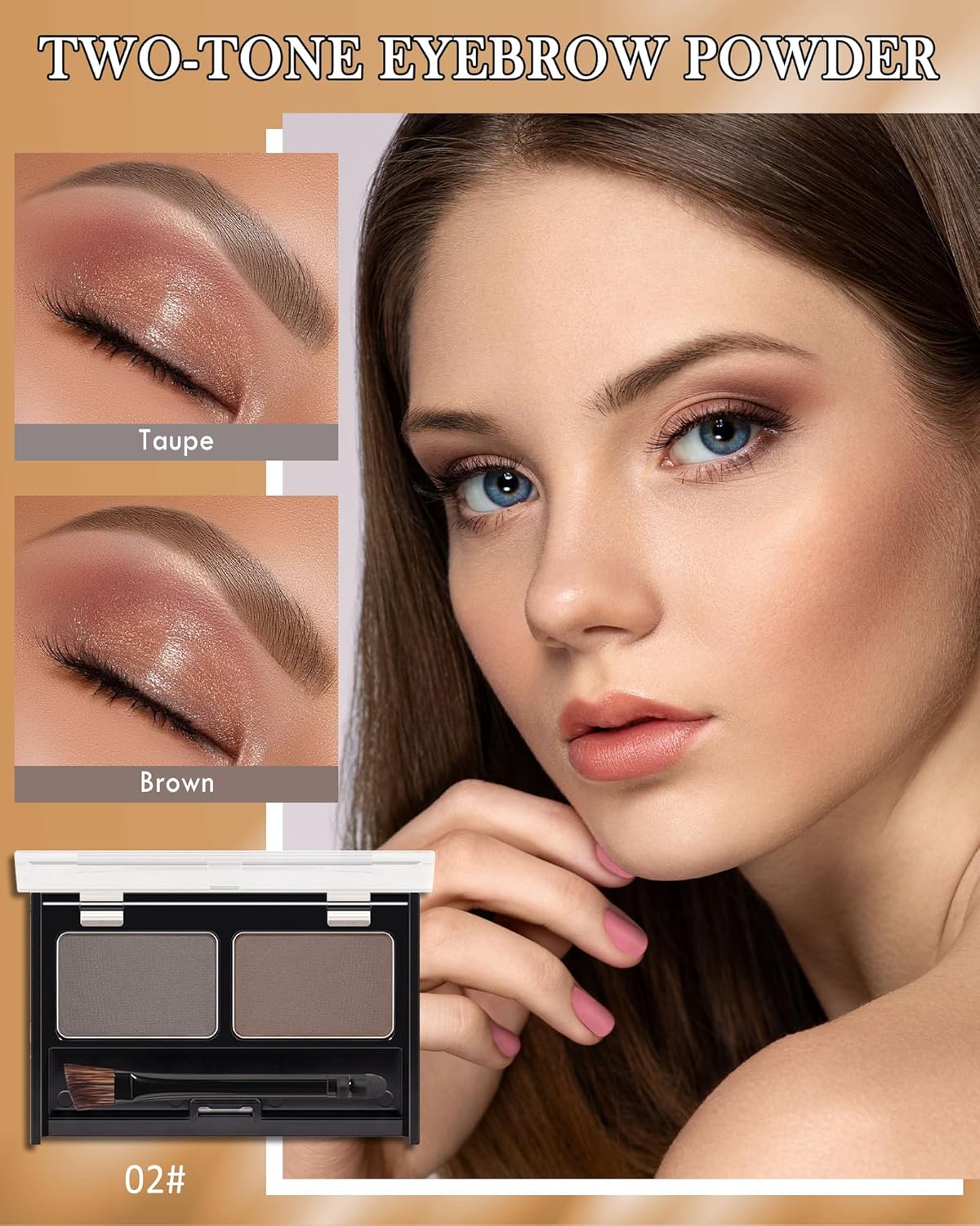 Eyebrow Powder Kit-Waterproof Two Colors Brow Powder Tinted Palette Long Lasting Up to