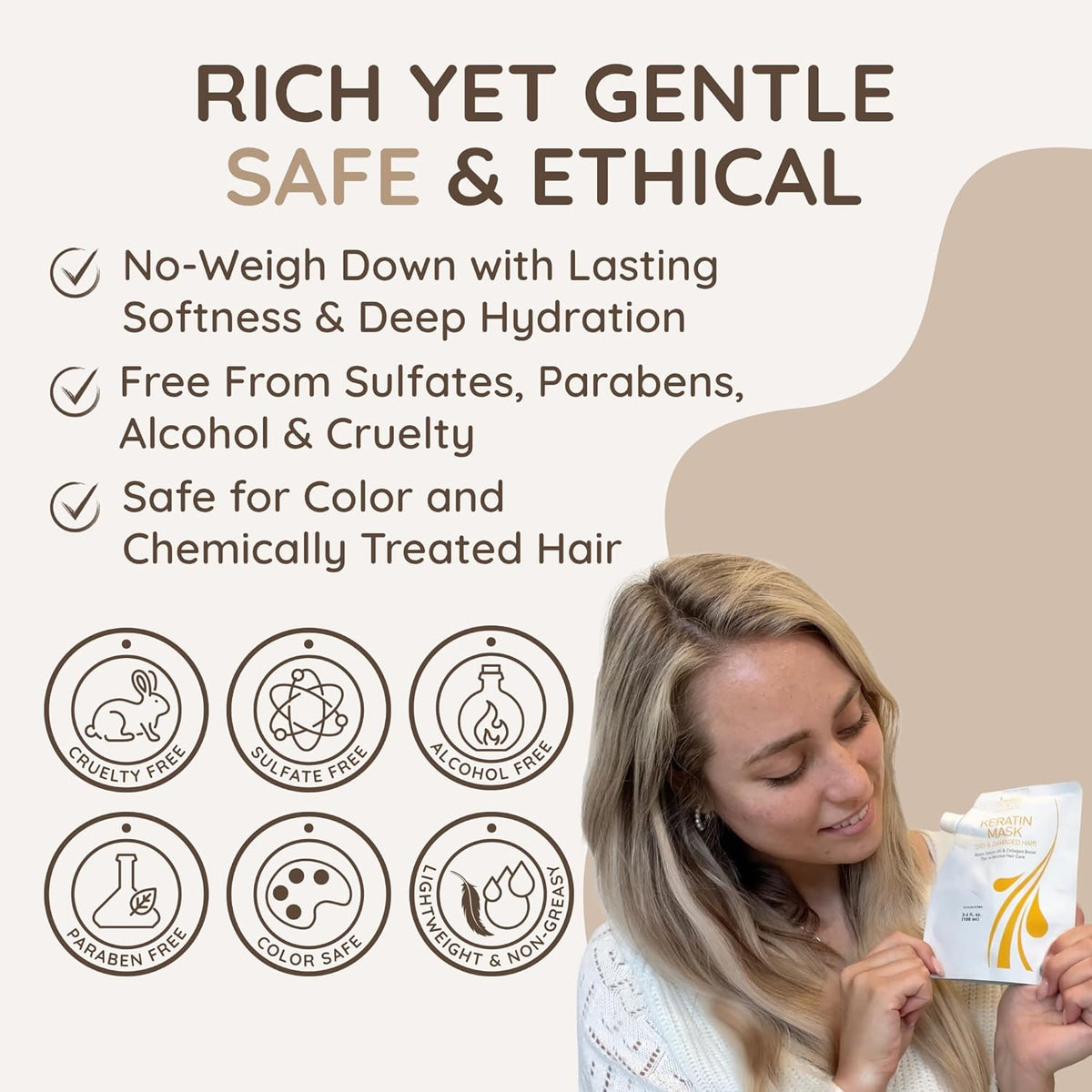 VITAMINS hair cosmetics Keratin Hair Mask - Protein Repair Keratin Treatment - Deep Conditioner for