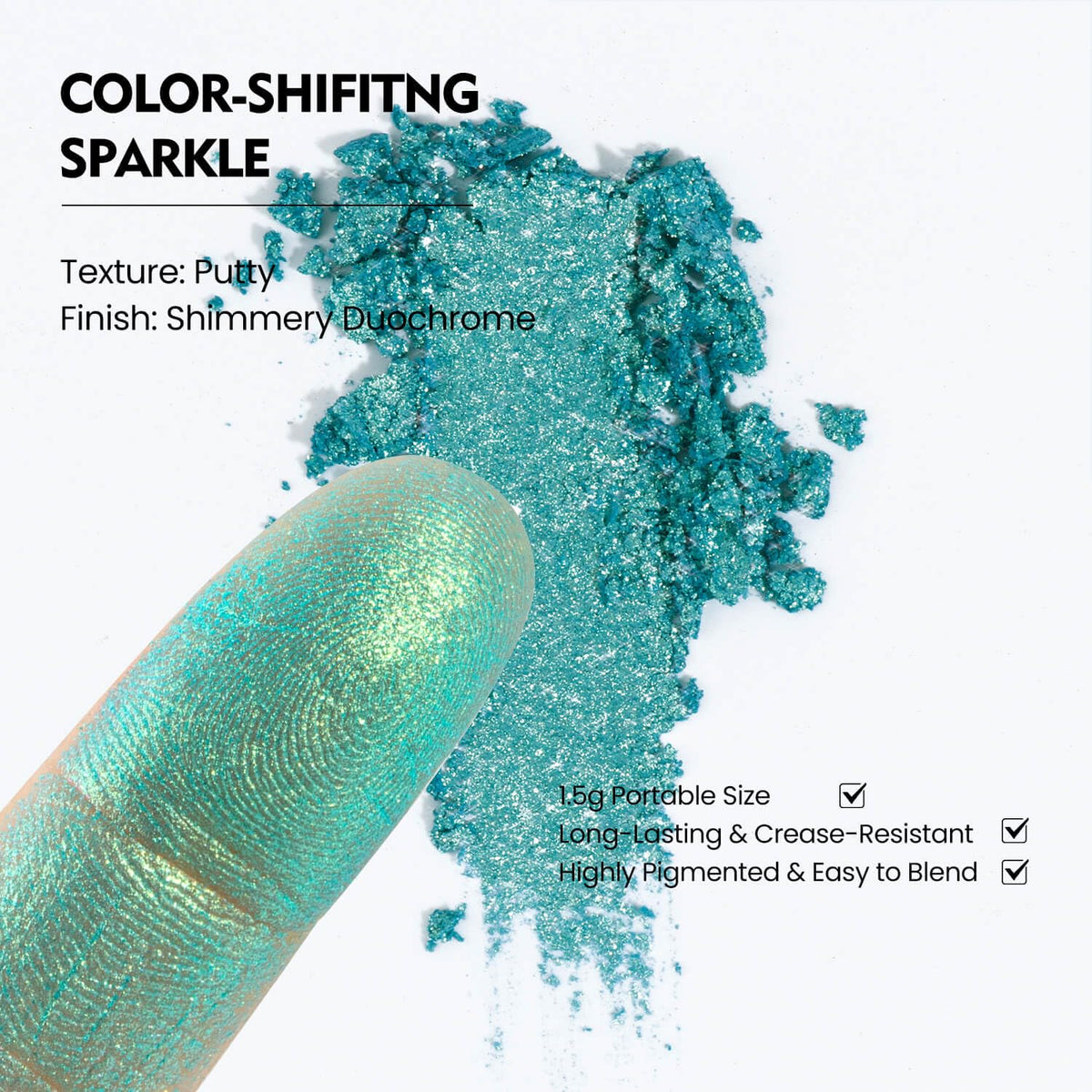 Chameleon Single Eyeshadow – Blue-Green Shimmer,Pressed Powder, Square Pan, Fits Magnetic