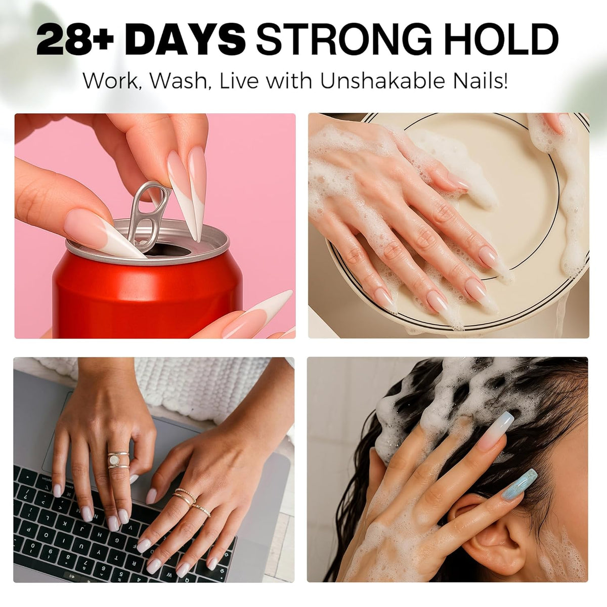 40ml Super Strong Nail Glue Soft Solid Gel Nail Glue for Press Ons Acrylic Nails, Mess Free, Lamp