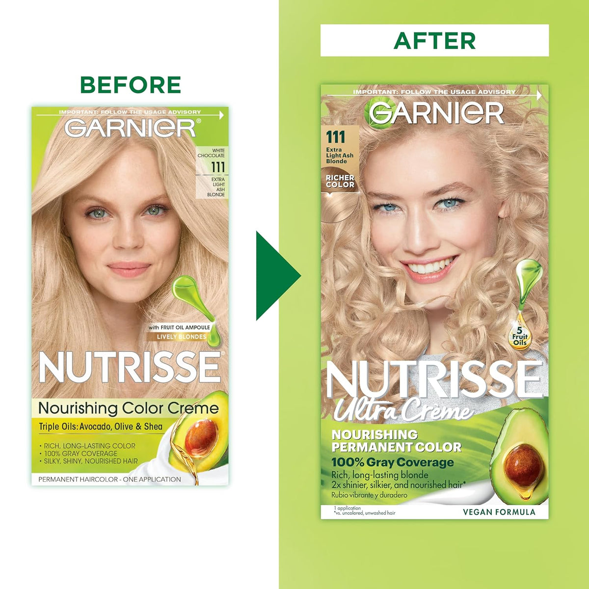 Garnier Hair Color Nutrisse Nourishing Creme, 111 Extra-Light Ash Blonde (White Chocolate)