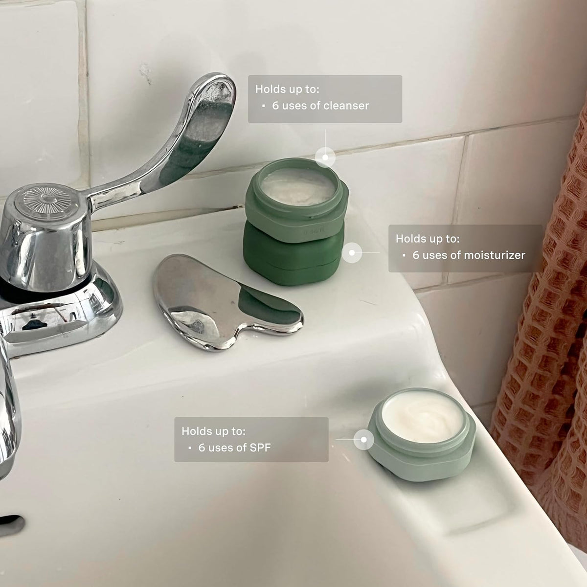 Cadence Travel Containers Basic Skincare Set - Magnetic Containers with Lids,Carry On Travel