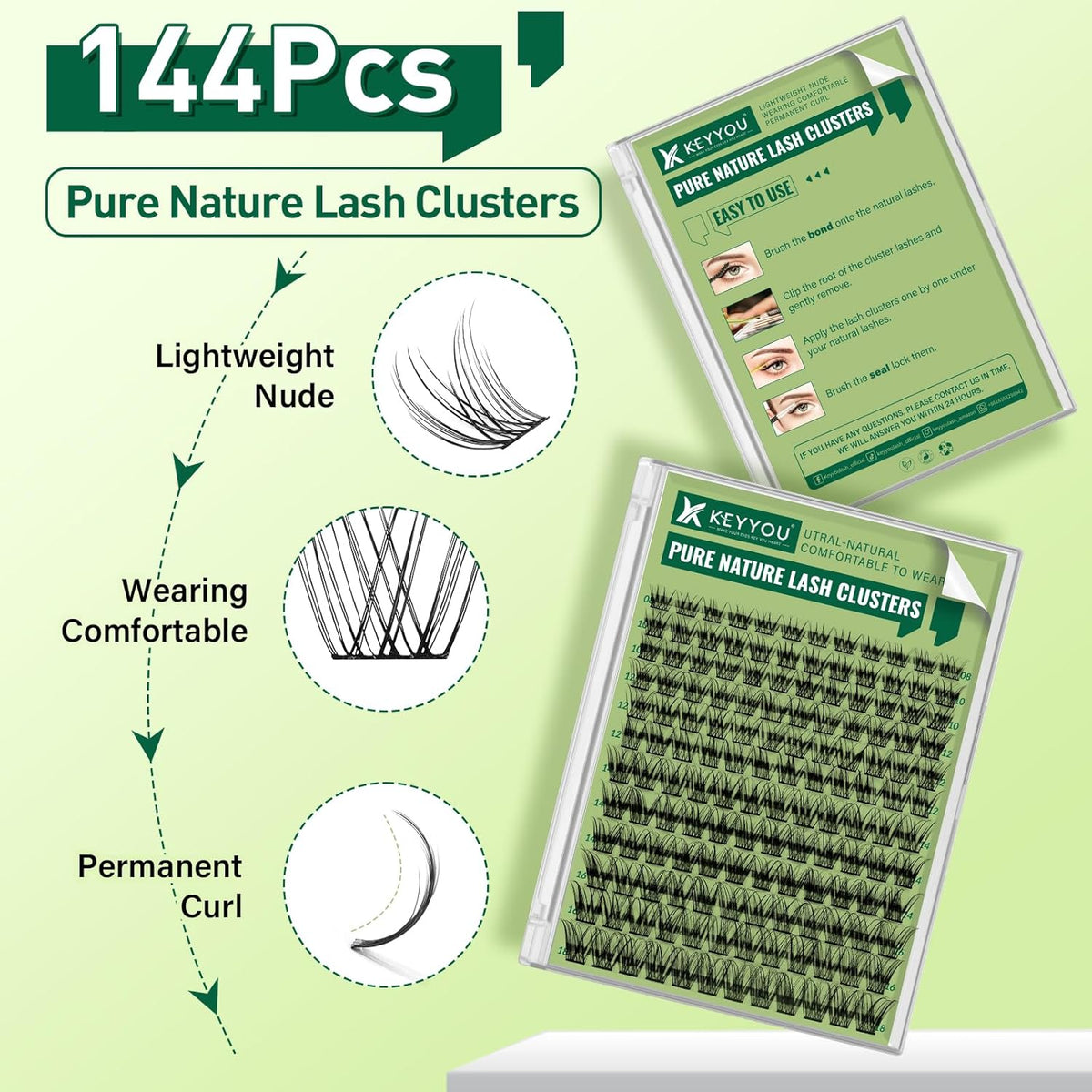 Natural Lash Clusters Wispy Eyelash Clusters 144 pcs Cluster Eyelash Extensions D Curl Individual