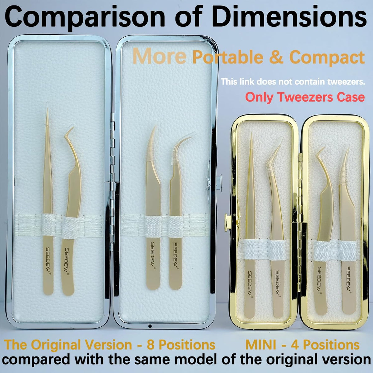 Lash Tweezers Organizer, Small Portable 4 Positions Soft PU Leather Rounded Corners, Eyelash