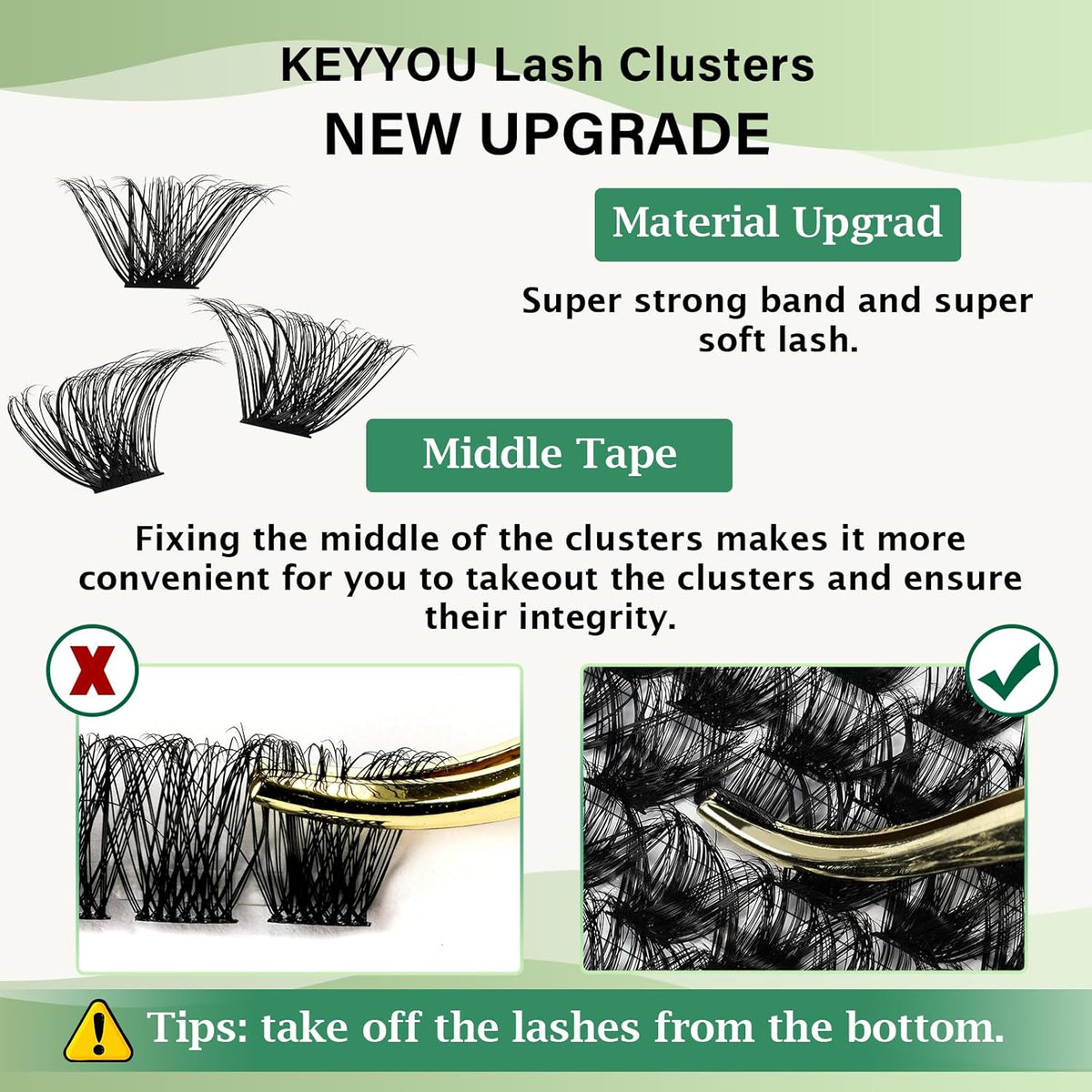 Lash Clusters 96pcs Eyelash Clusters D Curl 12mm Cluster Lashes KEYYOU Volume Wispy Lash Extension