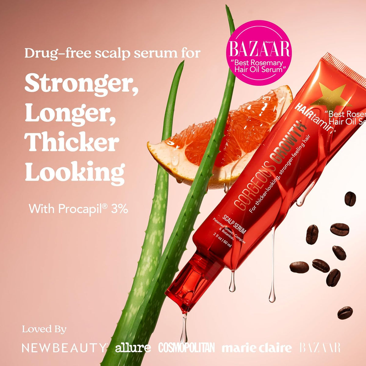 HAIRtamin Scalp Serum Natural Hair Growth Thickening | Made in USA | Helps Increase Hair Thickness