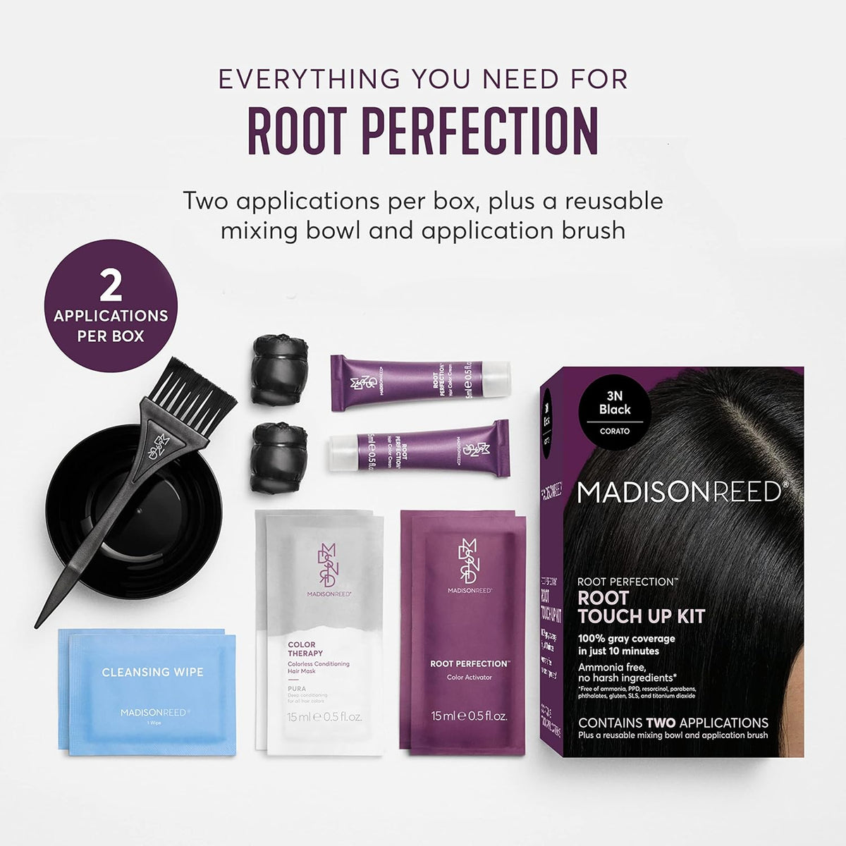Madison Reed Root Perfection Permanent Root Touch Up, Black 3N Corato, 10 Minutes for 100% Gray