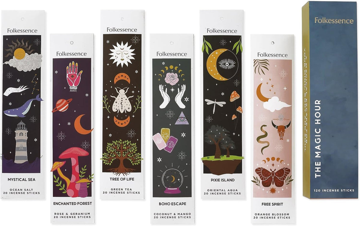 Folkulture Incense Sticks | Set of 6 (120 Organic Insence-Sticks) for Positive Aura with 45 Mins