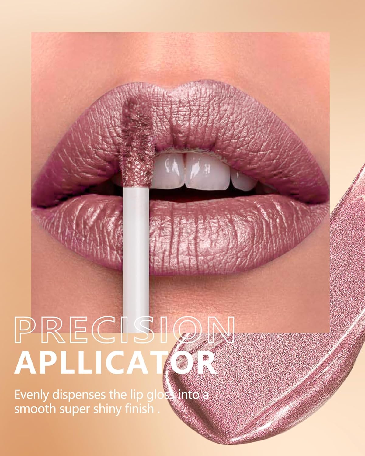 MAKI YIKA Metallic Pink Lipstick for Women Nude Lipsticks Long Lasting Shine Glitter Lipstick No