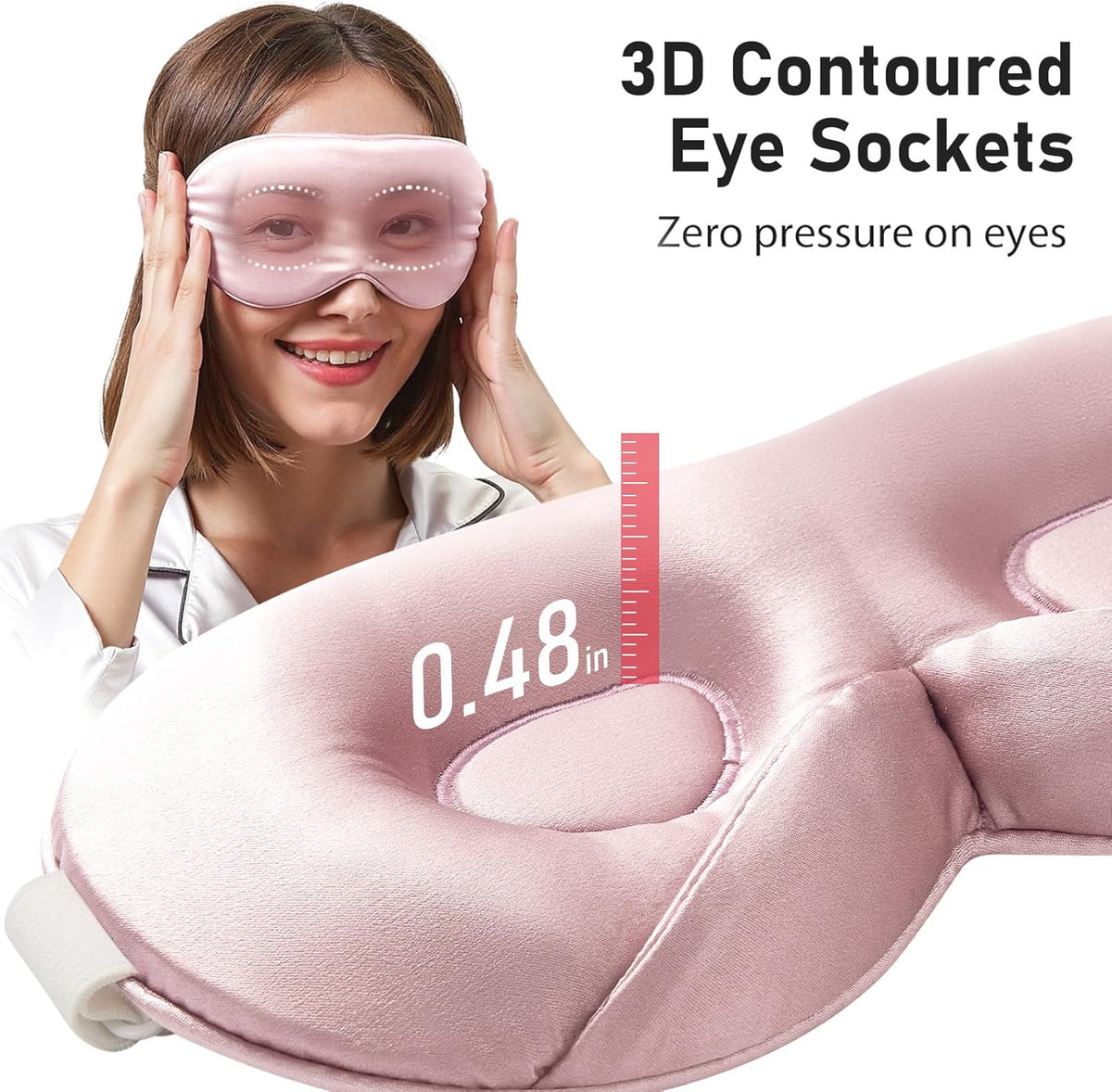 LitBear 100% 22 Momme Mulberry Silk Sleep Mask - 3D Contoured Eye Mask for Men Women, Soft