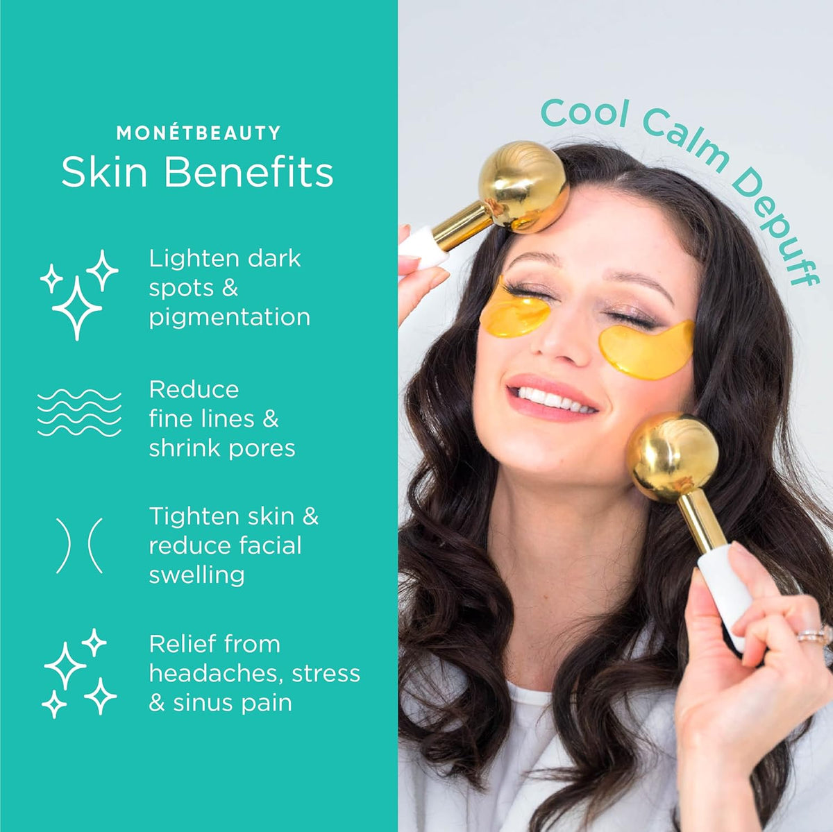 Stainless Steel Ice Globes for Facials (Gold), Durable Cryo Globes Instantly Reduce Puffiness