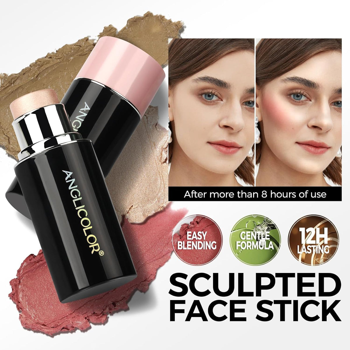 Blush Stick, Matte, Ceam Blush, Non-Greasy, Blush Stick for Cheeks, Blendable Color, Fragrance of