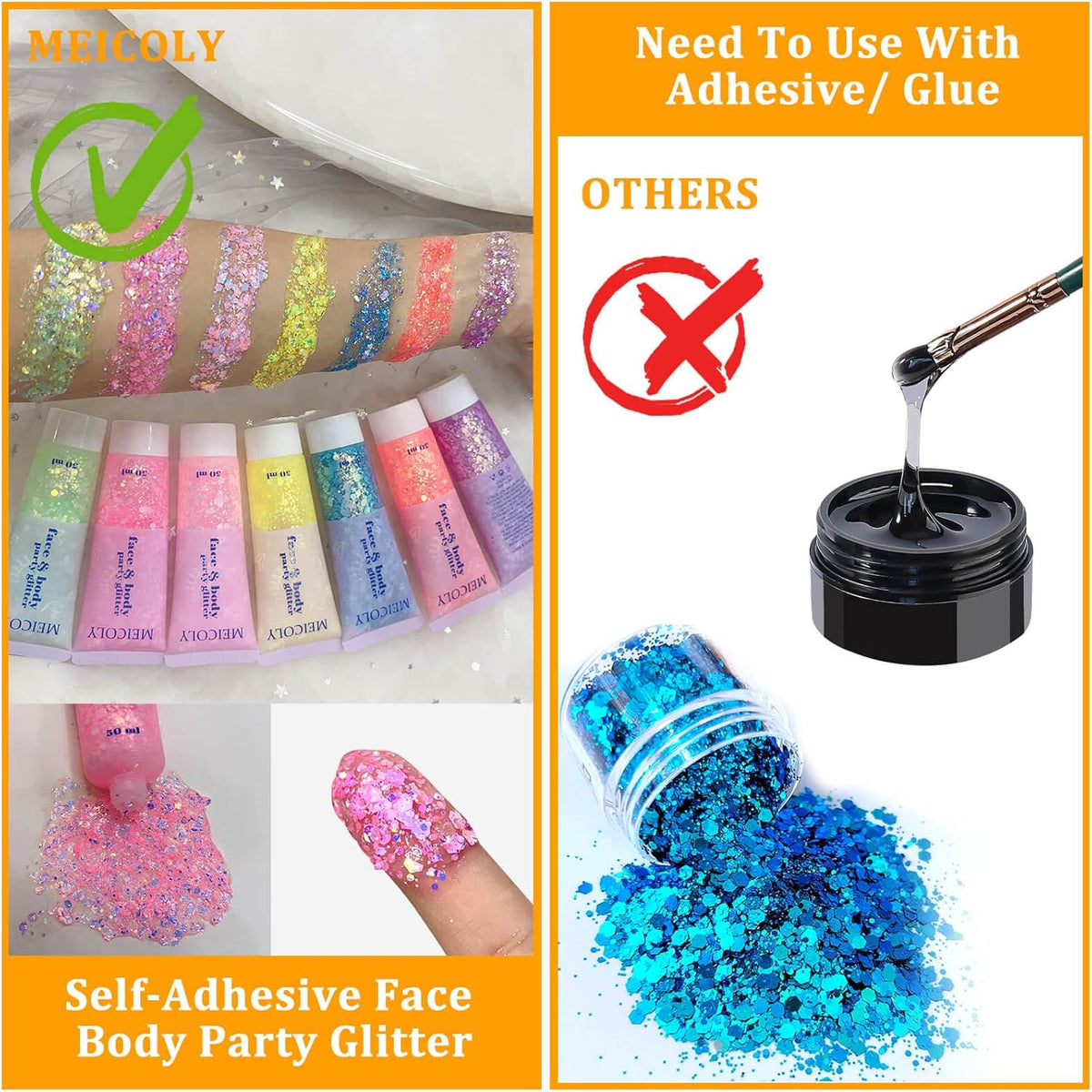 MEICOLY Chameleon Baby Pink Body Glitter,Pink Turn to Purple Face Glitter Paint,Color Changing