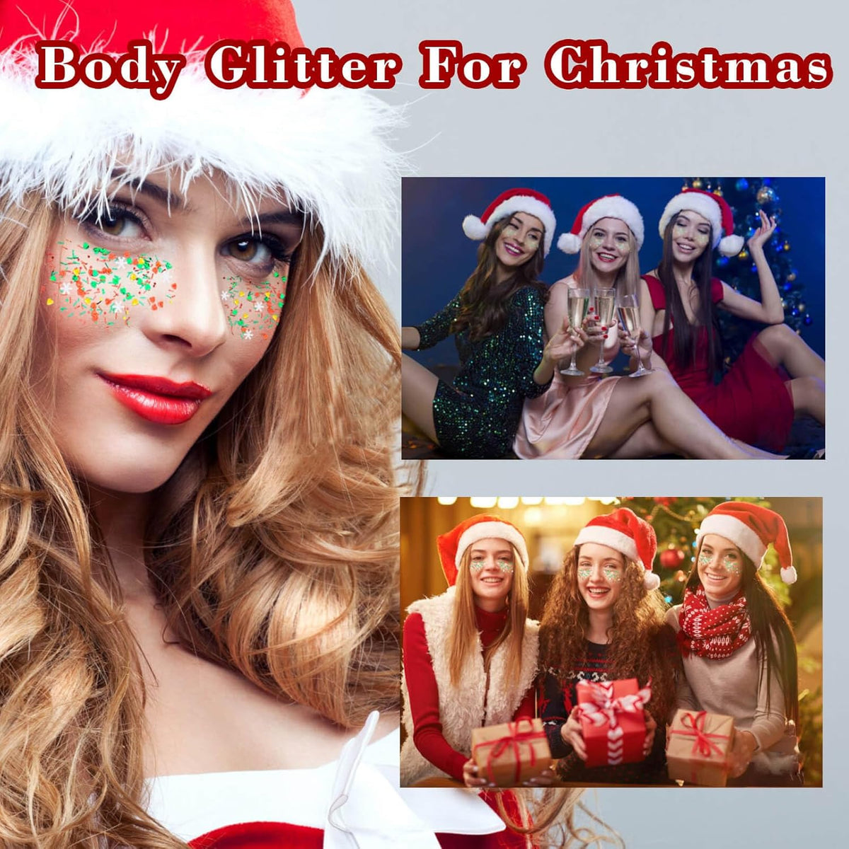 Christmas Makeup,MEICOLY Christmas Face Body Glitter Gel,Christmas Stocking Stuffers Gift