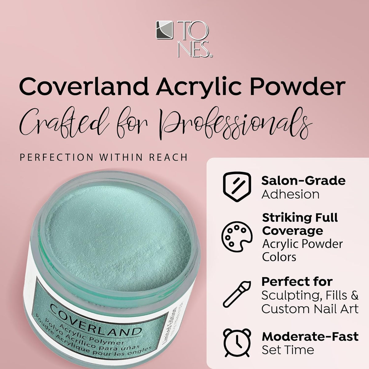 Tones Coverland Acrylic Nail Powder "Aqua Burst" - Limited Edition Acrylic Powder for Nail Design