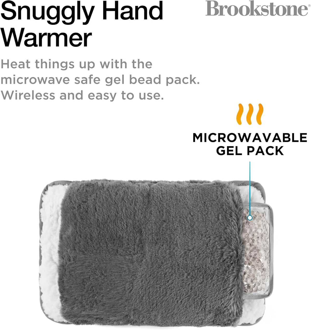 Brookstone Faux Fur Hand Warmer | Soothe Cold Hand Muff with Microwavable Gel Pack for Long Lasting