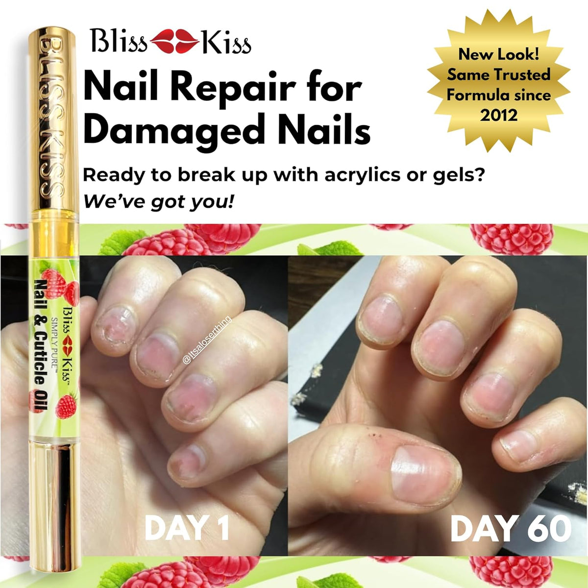 Bliss Kiss | 4 Juicy Raspberry | Oil Cuticle Pen w/Vitamin E & Jojoba⏤Nail Strengthener Nail Growth
