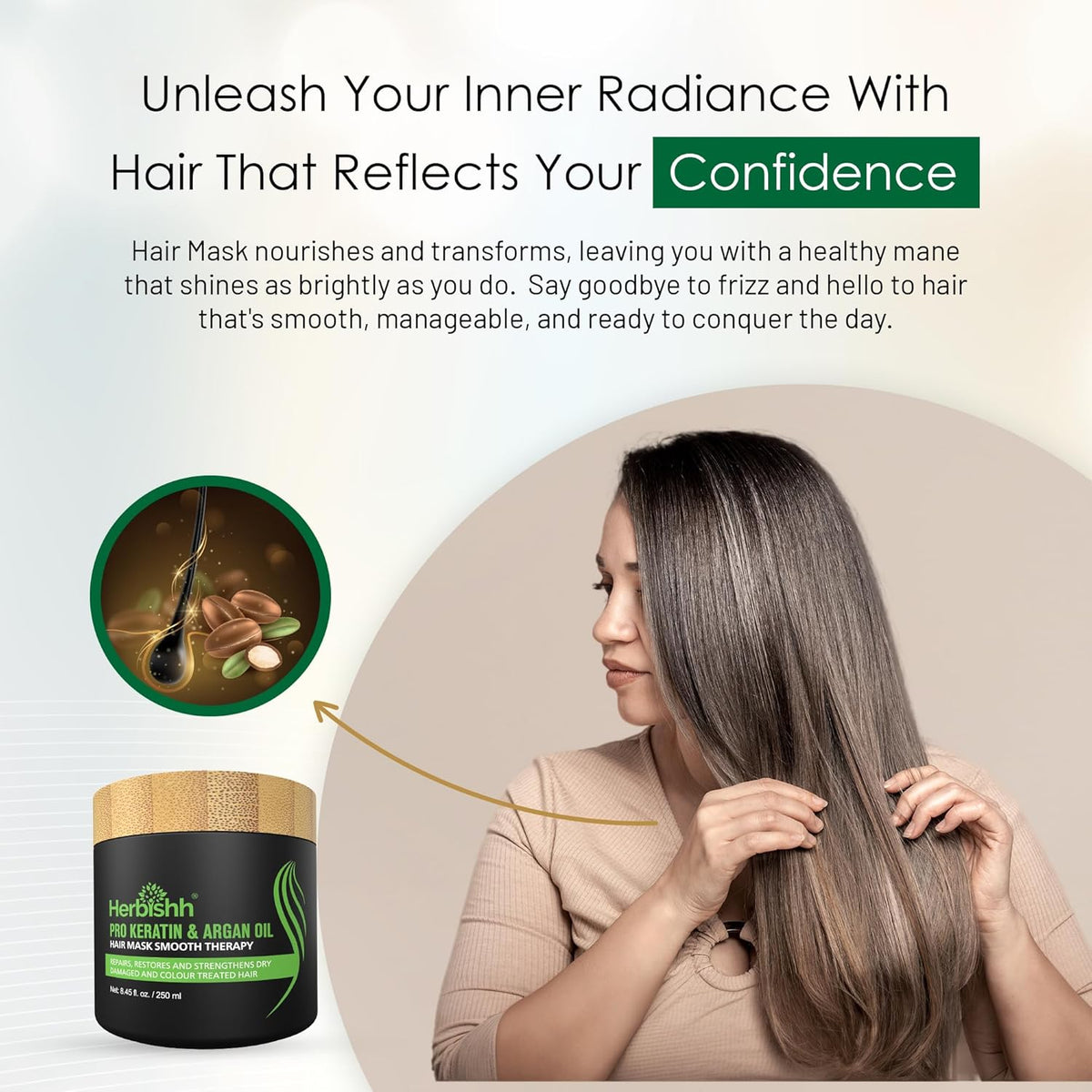 Herbishh Argan Hair Mask-Deep Conditioning & Hydration For Healthier Looking Hair for very Dry