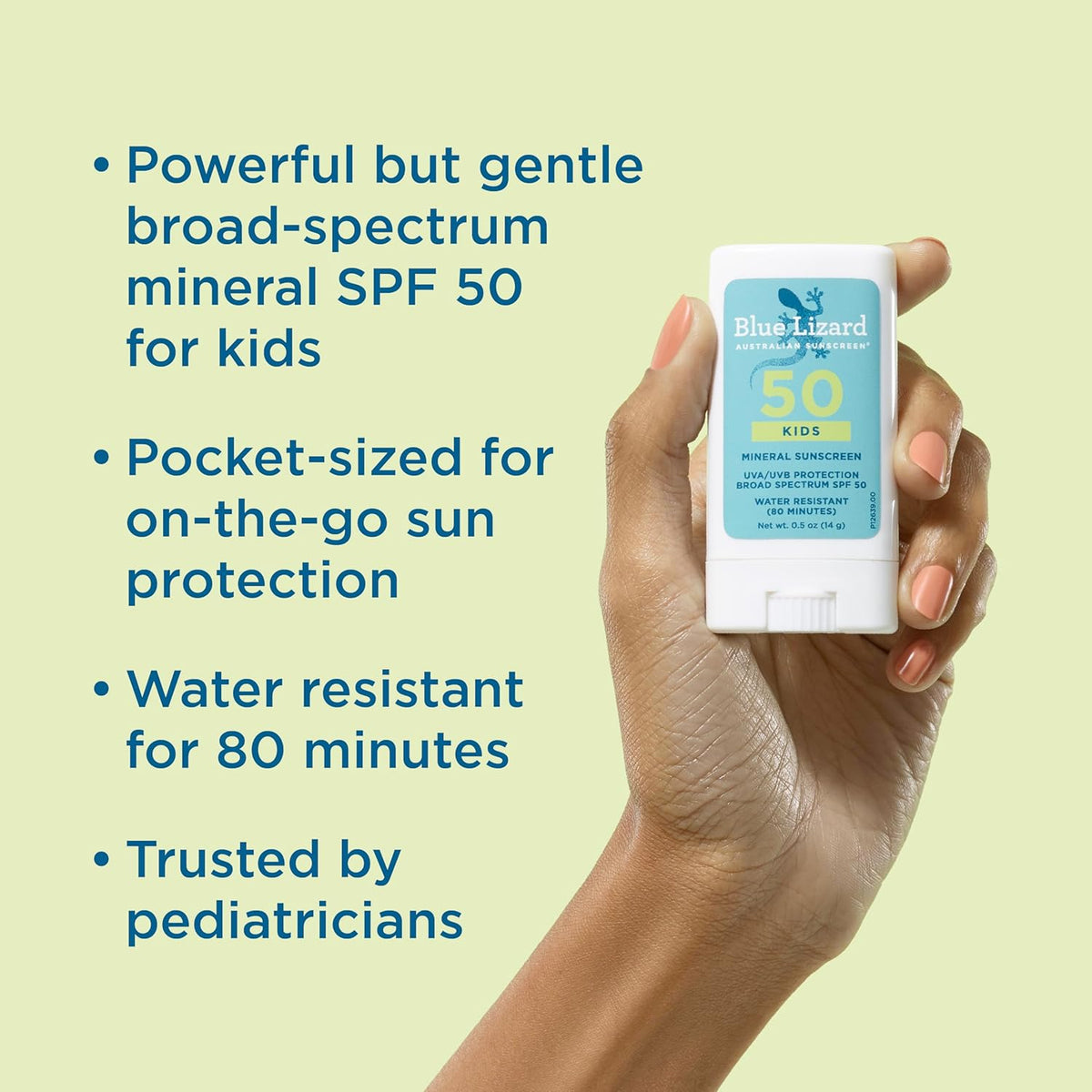 BLUE LIZARD Mineral Sunscreen Stick with Zinc Oxide SPF 50+ Water Resistant UVA/UVB Protection Easy