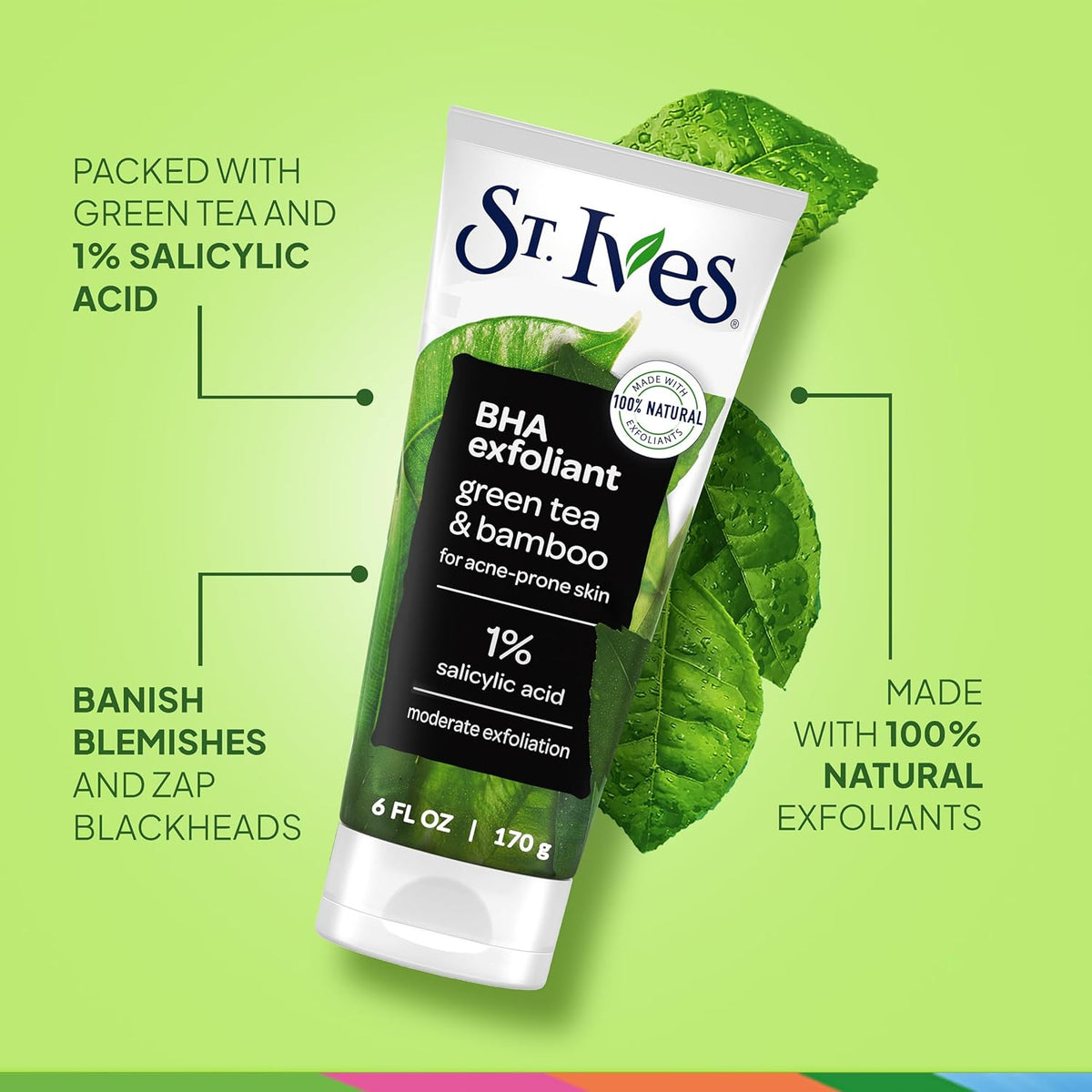 St. Ives Blackhead Clearing Face Scrub, Clears Blackheads & Unclogs Pores, Green Tea & Bamboo