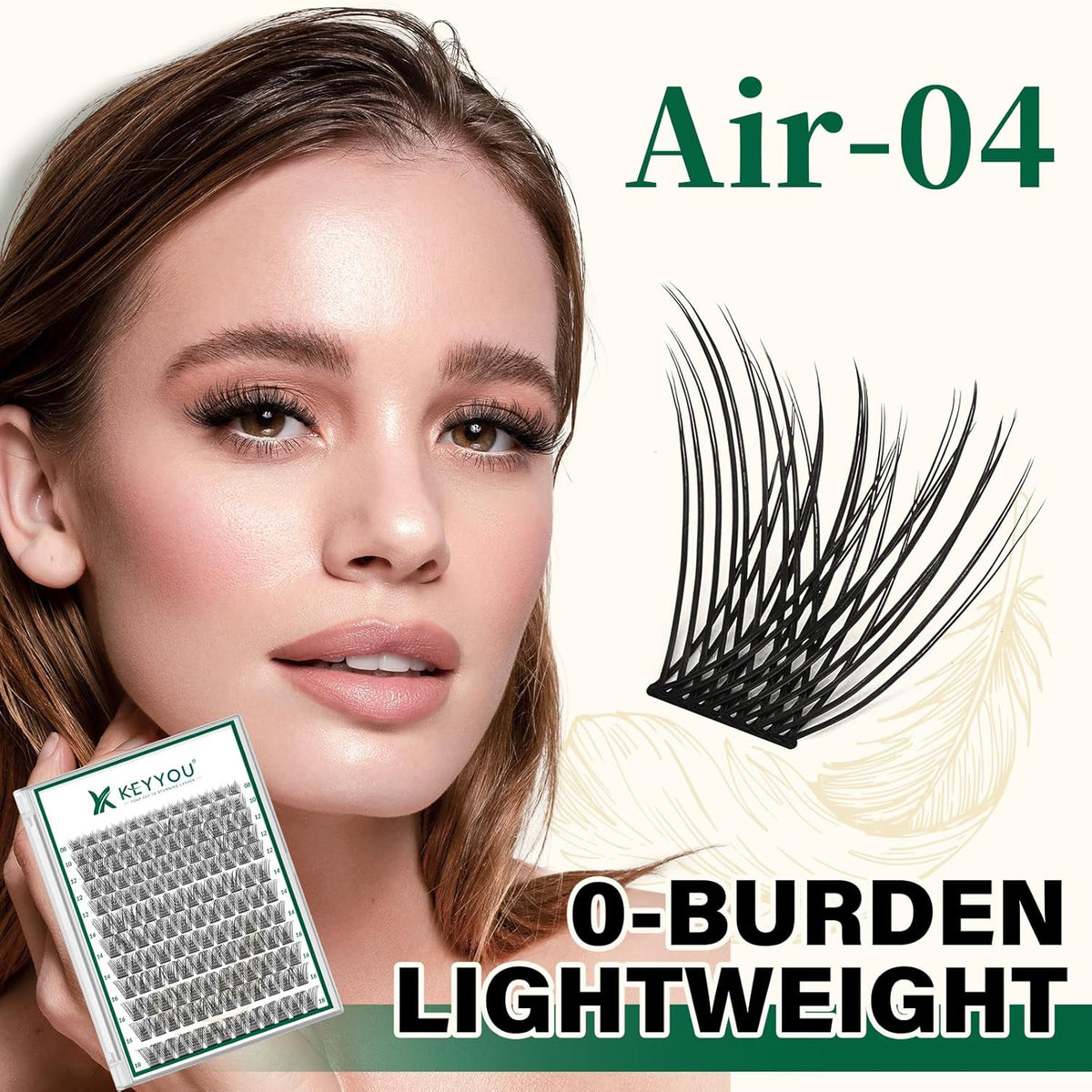Lash Clusters 144pcs Individual Lashes D Curl 12mm Eyelash Clusters KEYYOU Air Touch Cluster Lashes