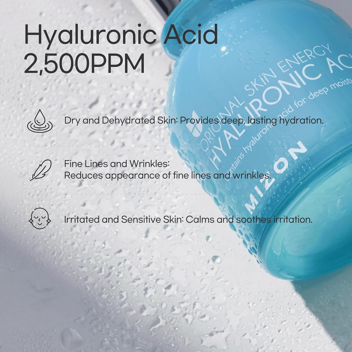 MIZON Hyaluronic Acid 100 Serum – Pure Hyaluronic Acid for Deep Hydration, Plumping & Skin Barrier