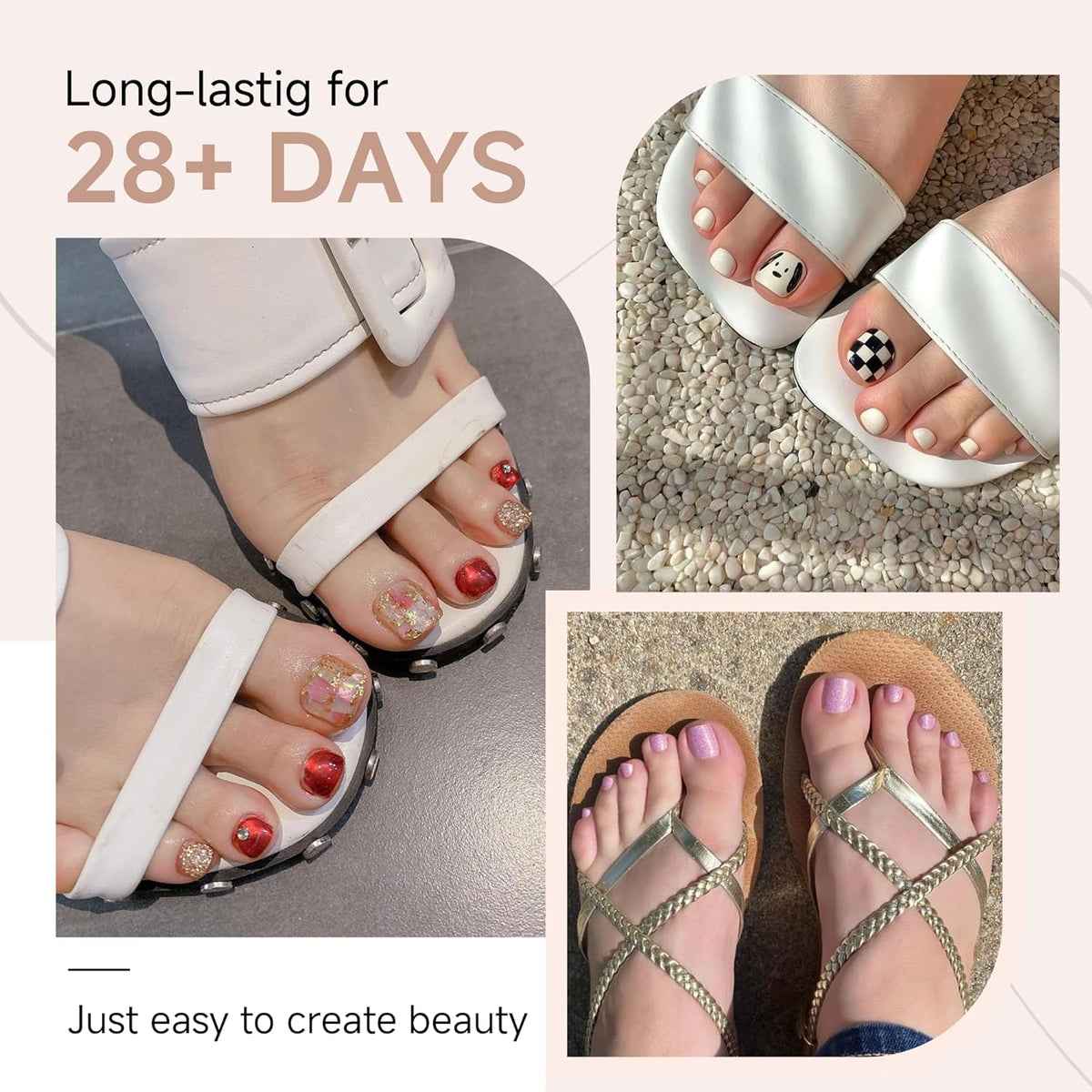 UNA GELLA Toe Nail Tips Full Cover, 216 Pcs Square Round Toe Nail Press Ons Clear Pre-Shape Gel Toe
