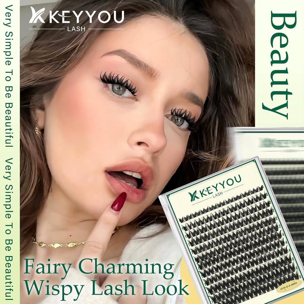 KEYYOULASH Lash Clusters Manga Lash Extension D Curl 120pcs 8-18mm Wispy Eyelash Clusters Natural