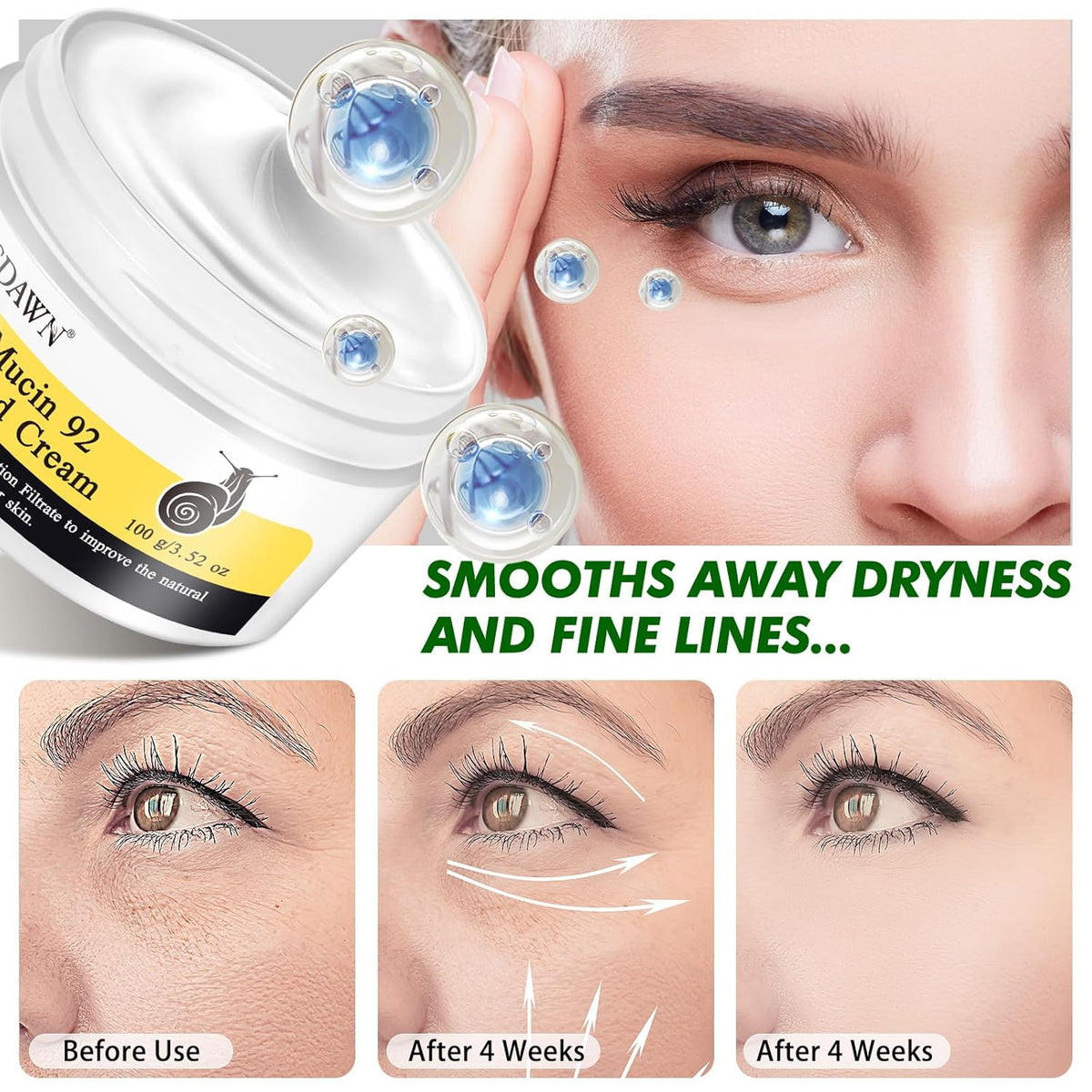 Snail Mucin 92% Repair Cream 100g, Face Moisturizer Hydrating Repair Face Cream for Dry & Sensitive