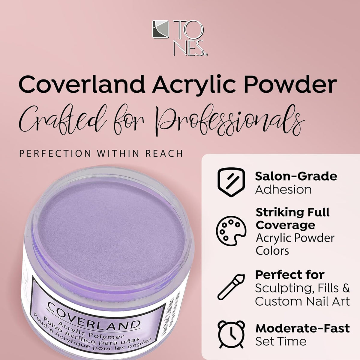 Tones Coverland Acrylic Nail Powder "Purple Spring" - Limited Edition Acrylic Powder for Nail