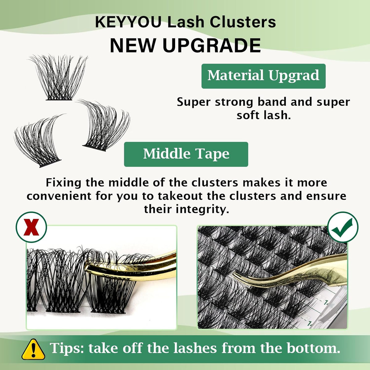 Lash Clusters 96pcs Eyelash Clusters D Curl 14mm Cluster Lashes KEYYOU Volume Wispy Lash Extension