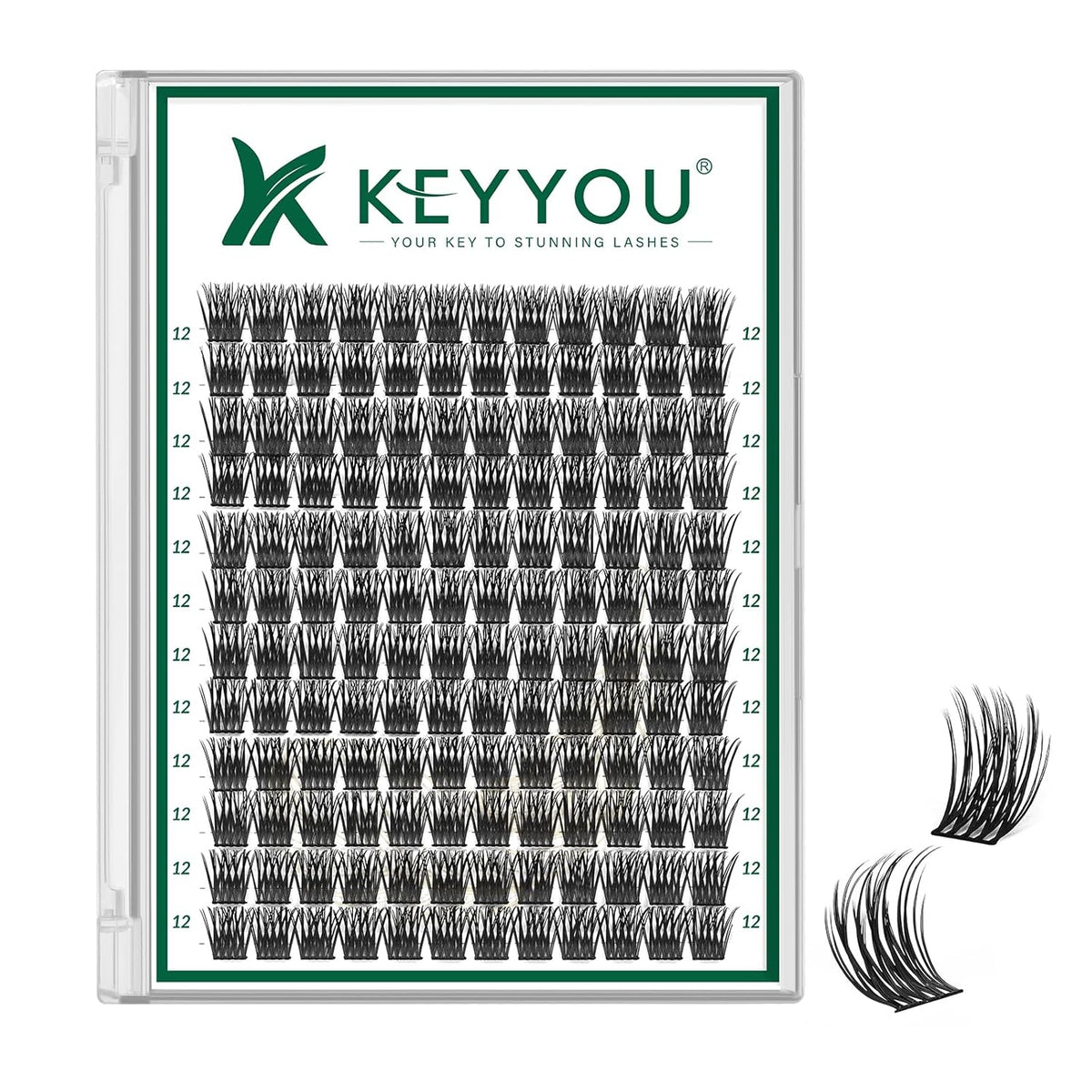 Lash Clusters 144pcs Individual Lashes D Curl 12mm Eyelash Clusters KEYYOU Air Touch Cluster Lashes