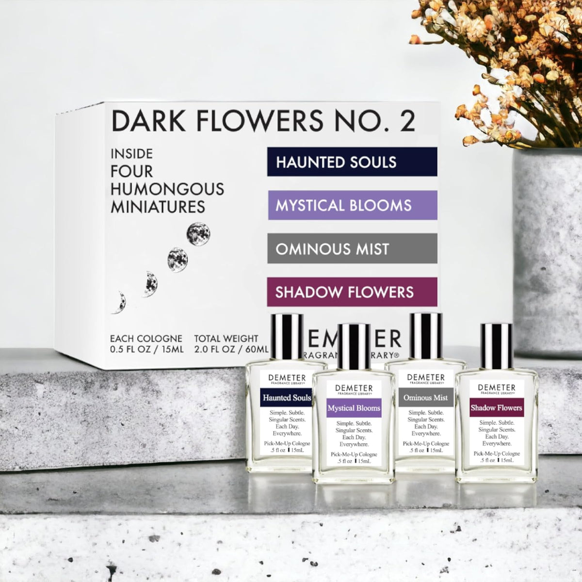 DEMETER Dark Flowers No. 2 Humongous Miniature Set of 4 Colognes, Haunted Souls - Mystical Blooms