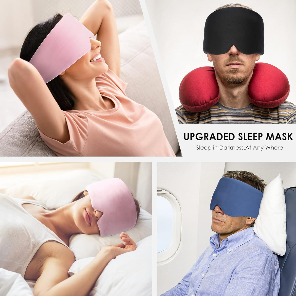 FRESHME Sleep Mask Blackout - Handmade Cotton Sleep Mask for Women Men Eye Mask for Sleeping Black