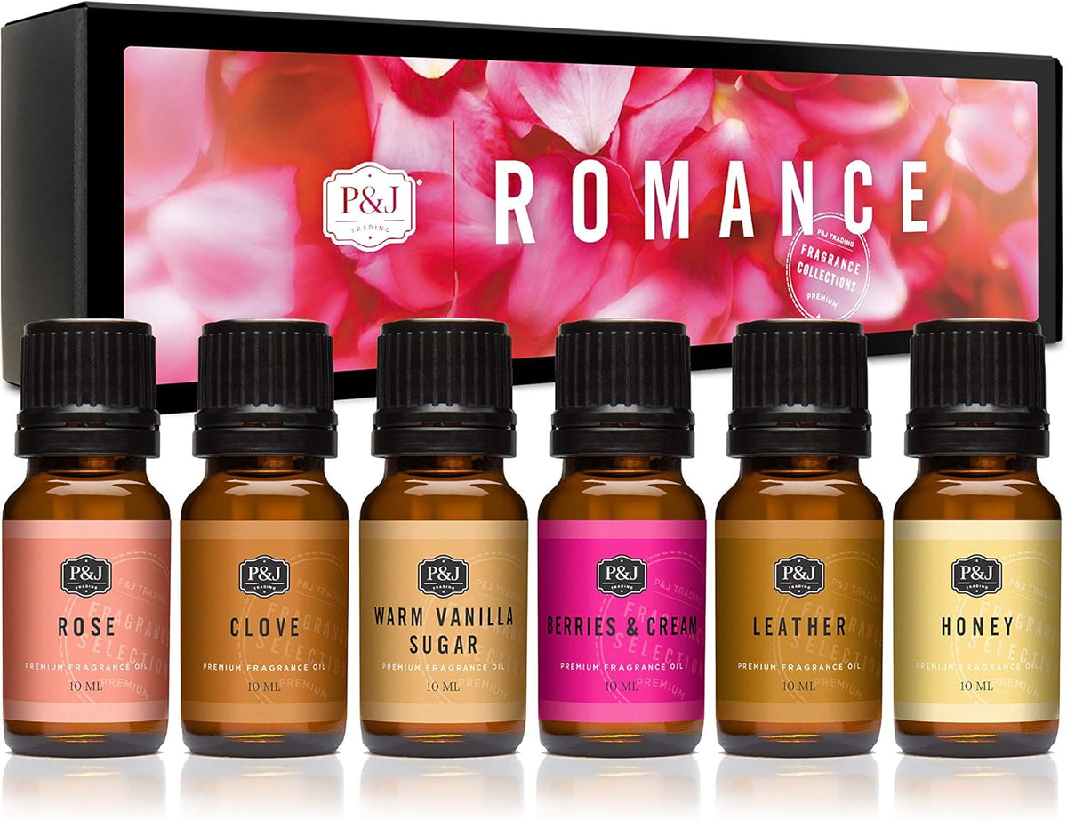P&J Fragrance Oil Romance Set | Honey, Rose, Leather, Warm Vanilla Sugar, Berries & Cream, Clove