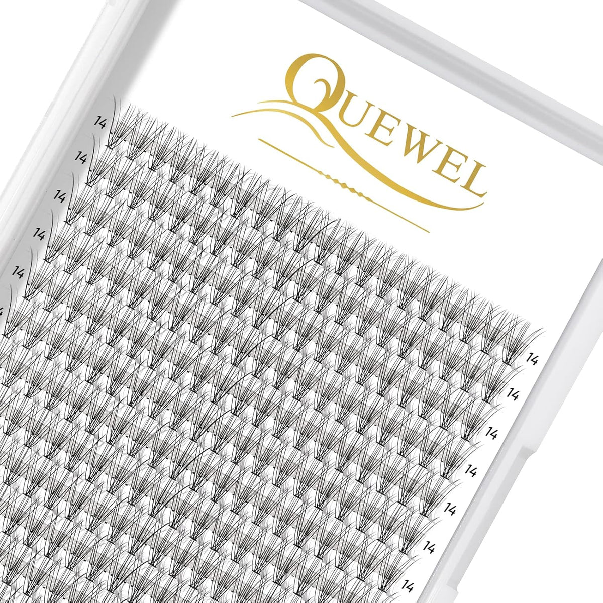 QUEWEL Cluster Lashes 240Pcs Individual Lashes 10D 0.10C Curl 14mm Knot-Free Lash Extensions