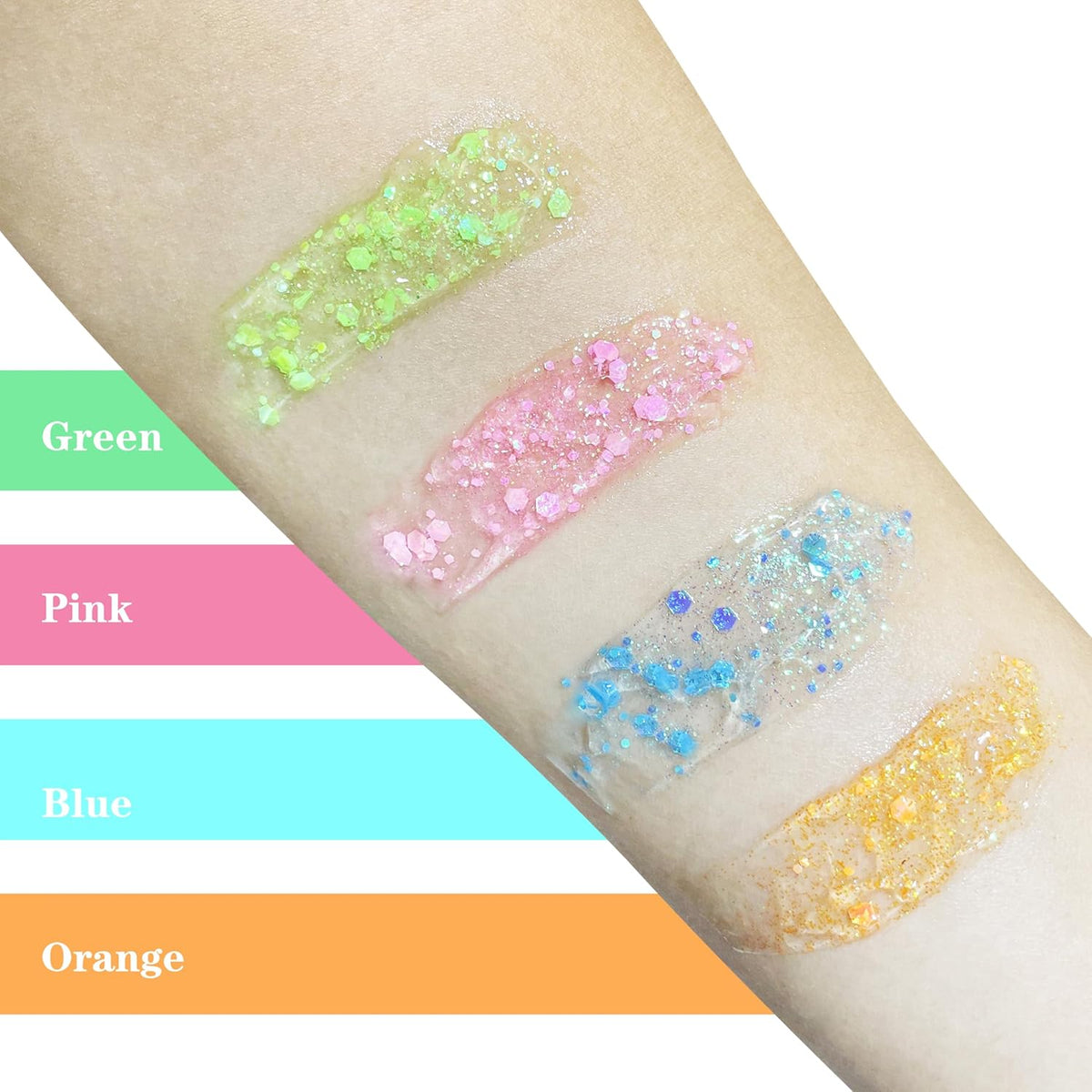 MEICOLY Neon Orange Body Glitter Gel,UV Blacklight Chunky Face Glitter Gel,Glow in The Dark Glitter