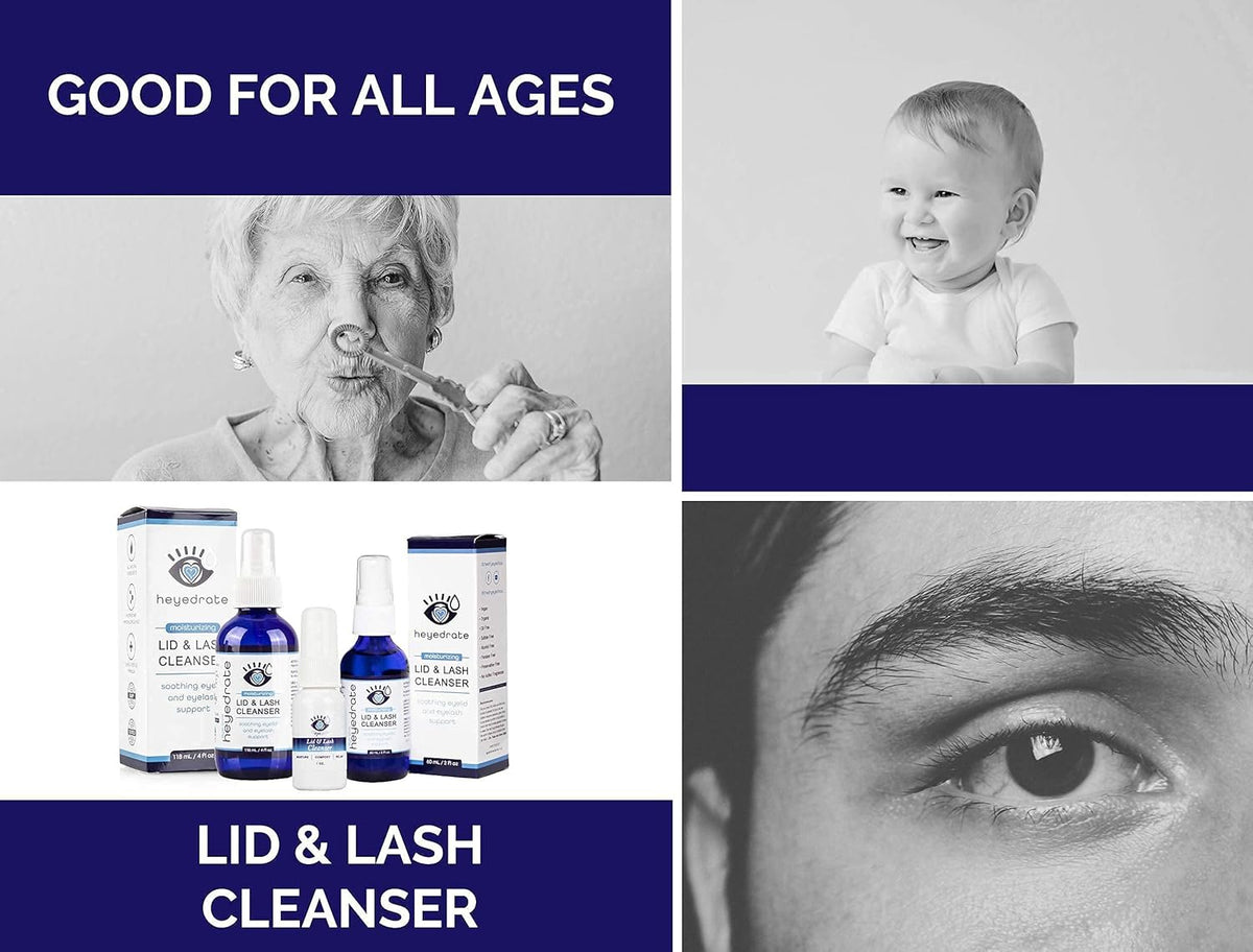 Lid and Lash Cleanser – 2oz Glass Bottle – Pure Hypochlorous Acid Spray for Soothing Dry Eye