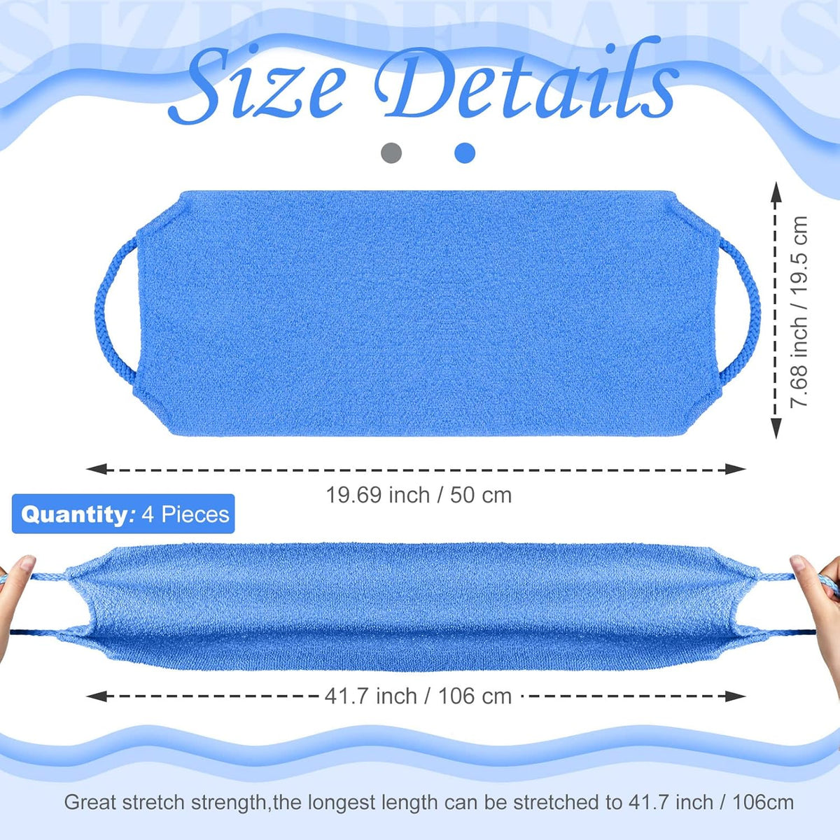 Moukeren Exfoliating Back Scrubber with Handles 4 Pack Nylon Back Exfoliator Extended Length